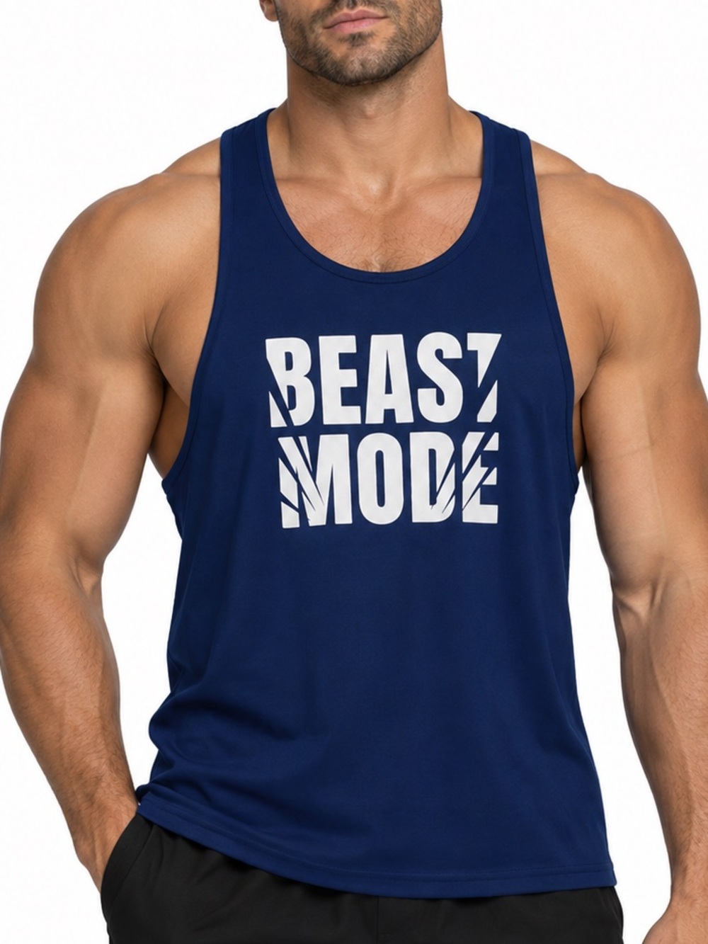 Gym Tank Top Workout Bodybuilding Blue White New XL Gymcore Wellness Core